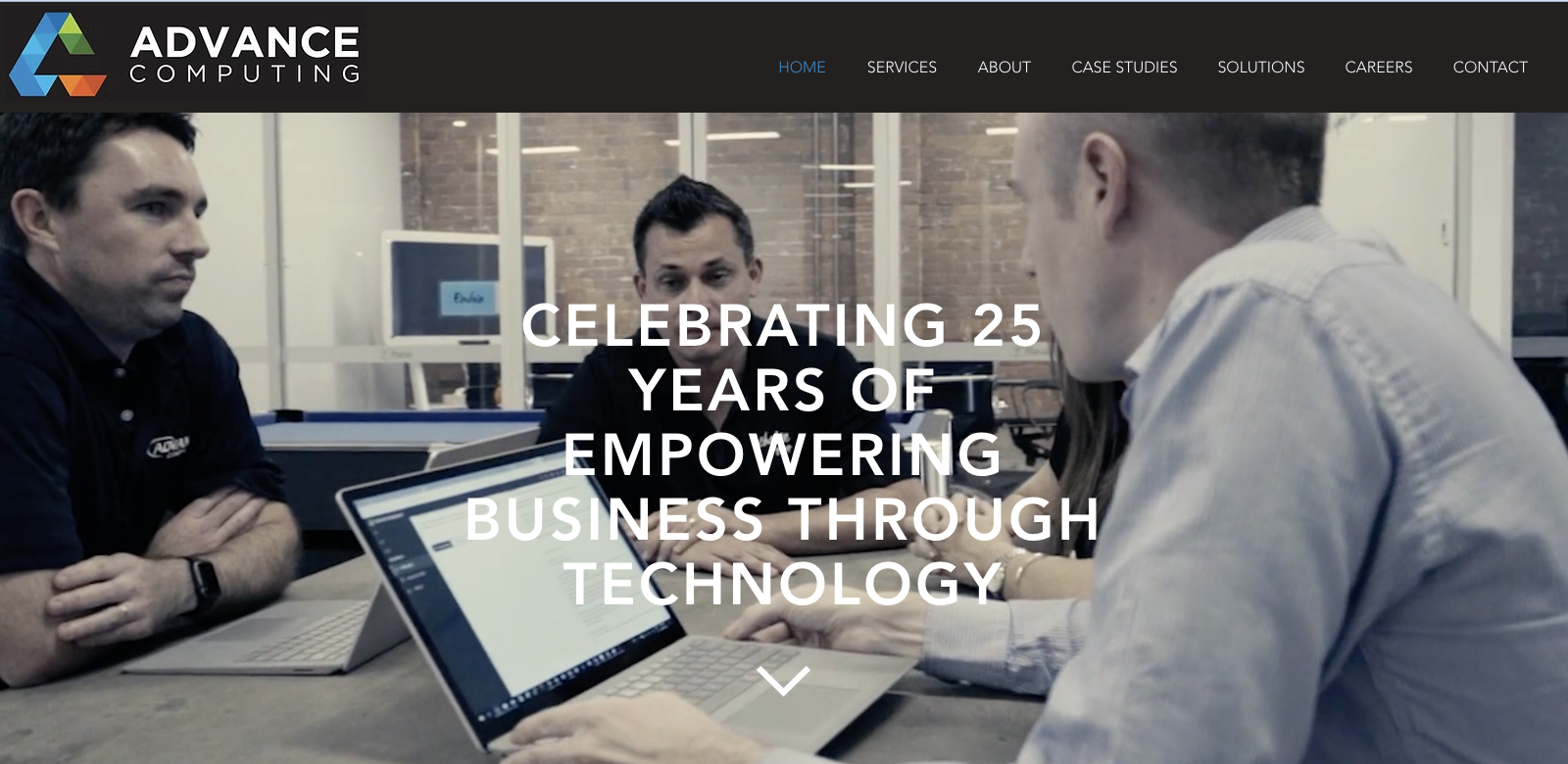 Visual LANSAの導入事例として紹介するAdvance Computing社の公式Webサイトのトップページ